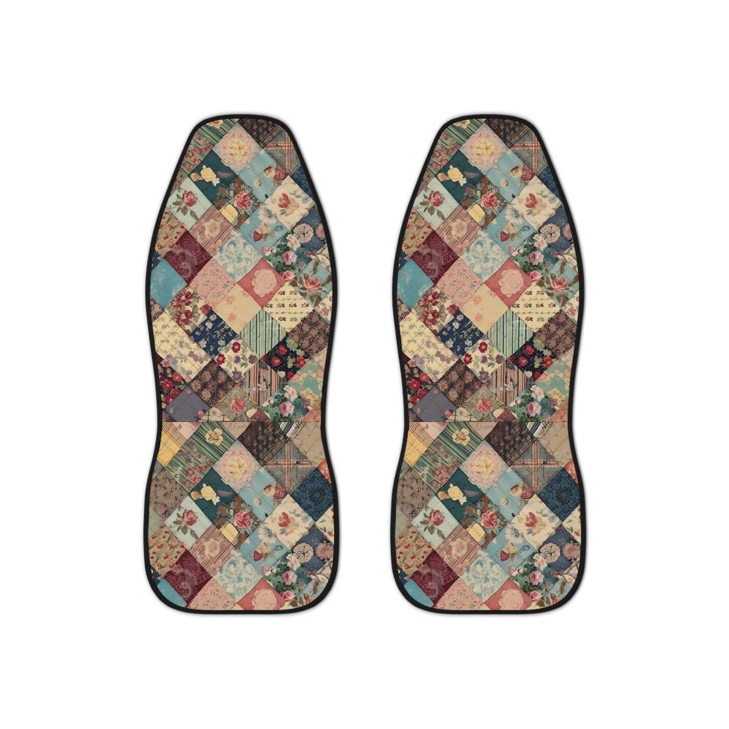 FAUX Vintage Patchwork "LOOK" : Car Seat Covers with a printed Quilted Charm