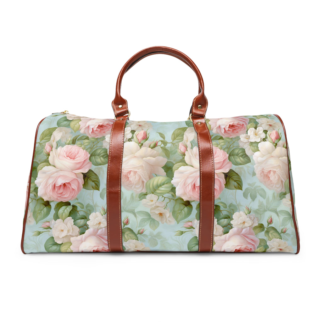 Pink roses shabby chic Waterproof Travel Bag, womens carry on, floral travel luggage, overnight bag, sports duffel bag
