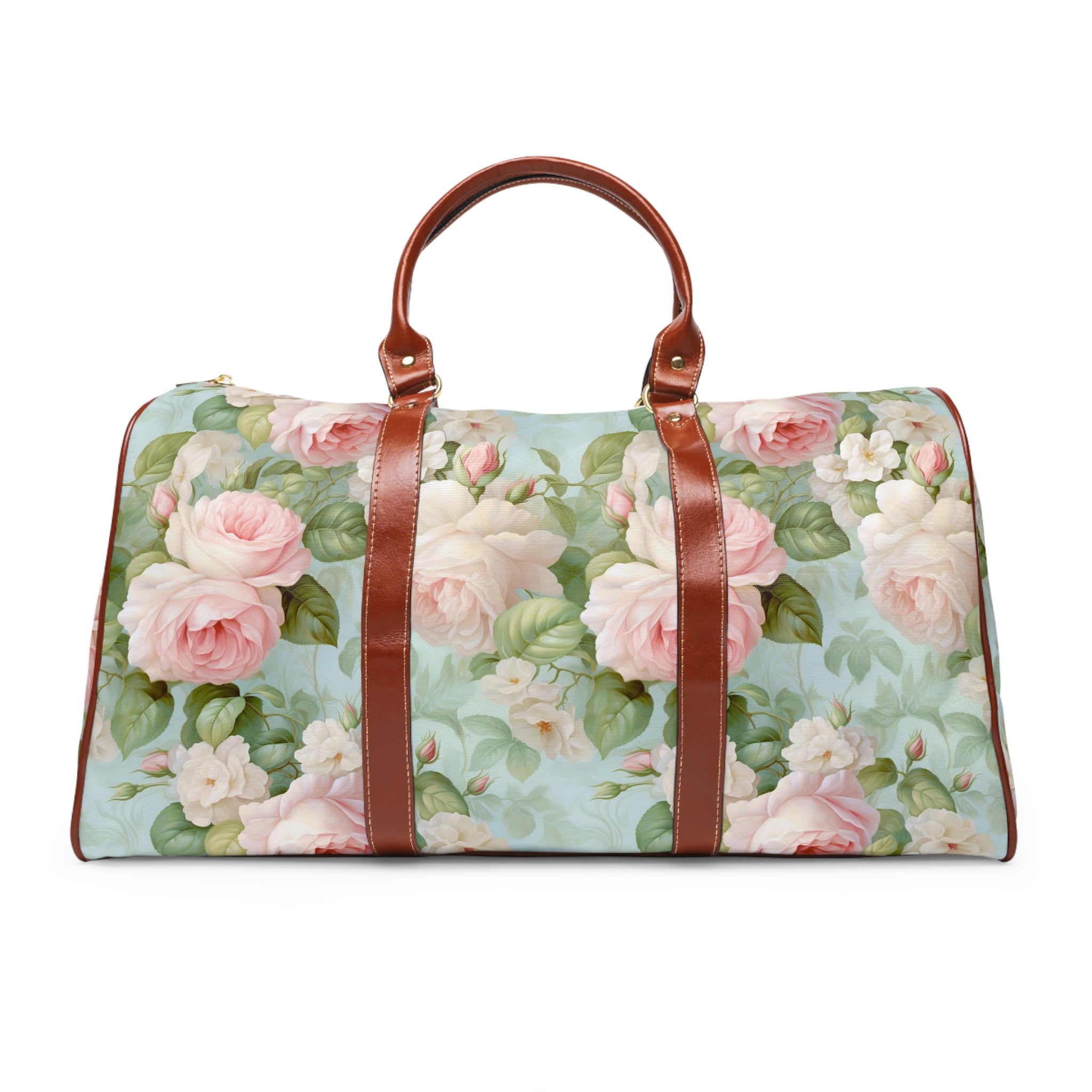 Pink roses shabby chic Waterproof Travel Bag, womens carry on, floral travel luggage, overnight bag, sports duffel bag