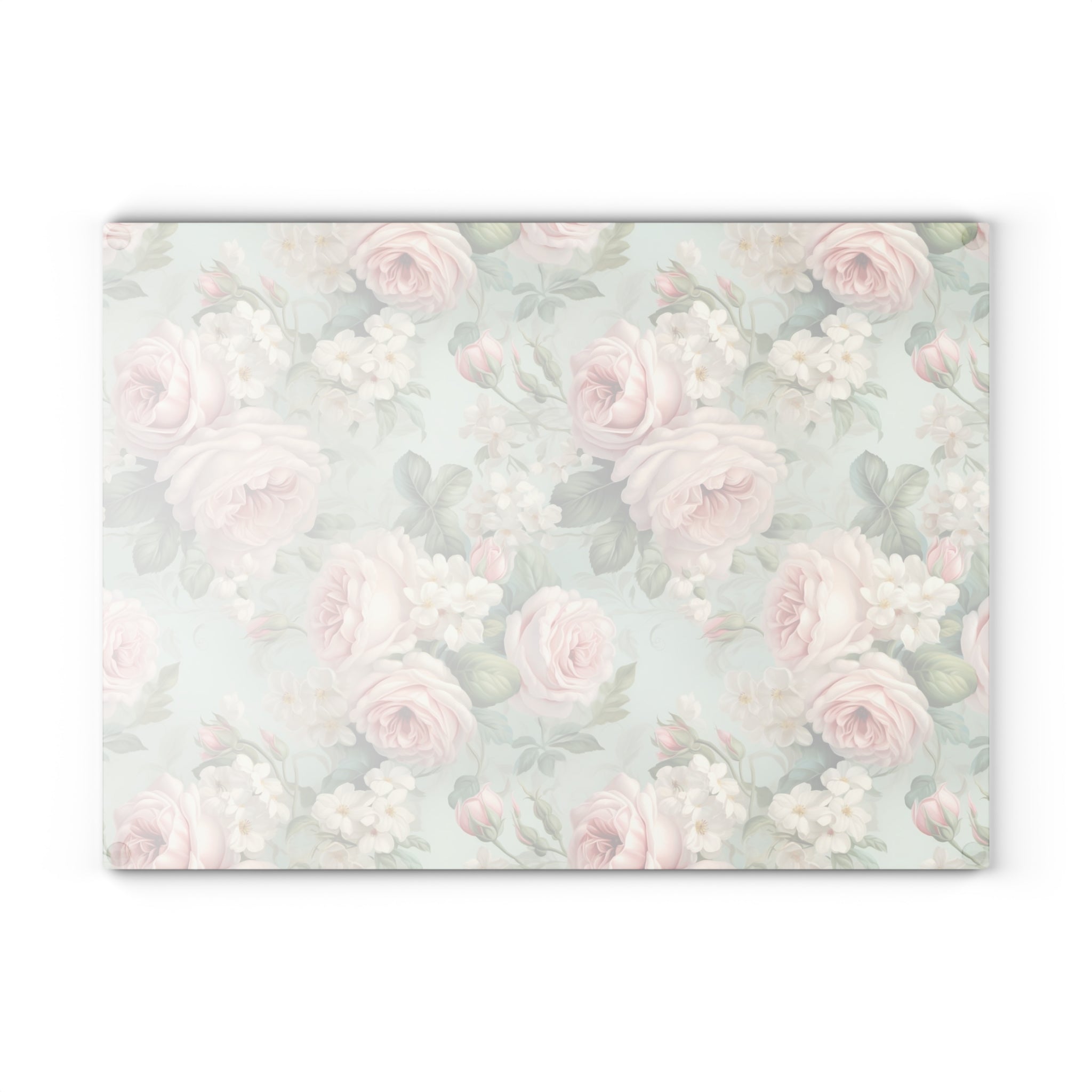 Vintage pink roses shabby chic inspired farmhouse county cottage glass cutting board