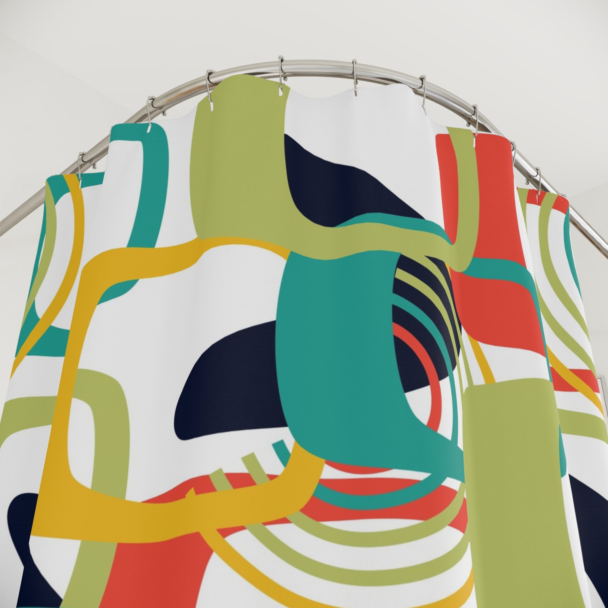 Colorful MCM shapes Shower Curtain, Mid Century Modern, retro bathroom decor, stall shower curtain