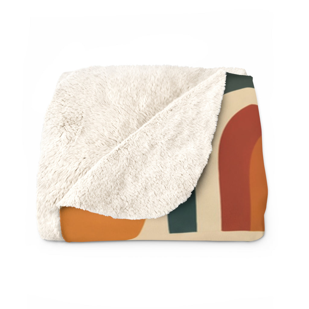 Retro Geometric Pattern Sherpa Blanket | Mid Century Rainbows