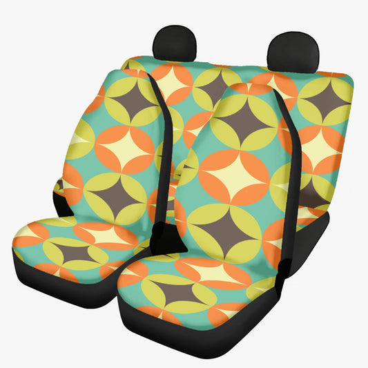 Retro green orange Microfiber Car Seat Covers - 3Pcs, back seat cover, MCM seat cover, new car gift