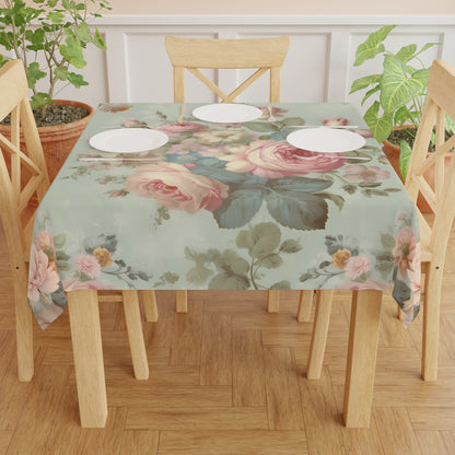 Bold Pink roses vintage roses shabby chic dining room tablecloth