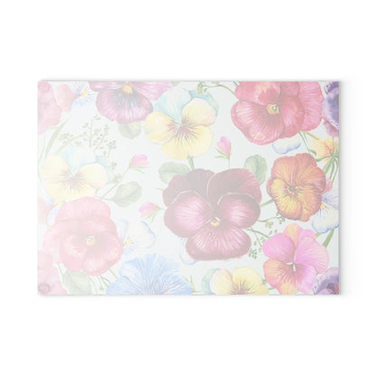 Pansy Cutting Board a Floral Tempered Glass Cheese Board, Unique Floral Chopping Board & Flower Counter Protector, Floral Kitchen decor