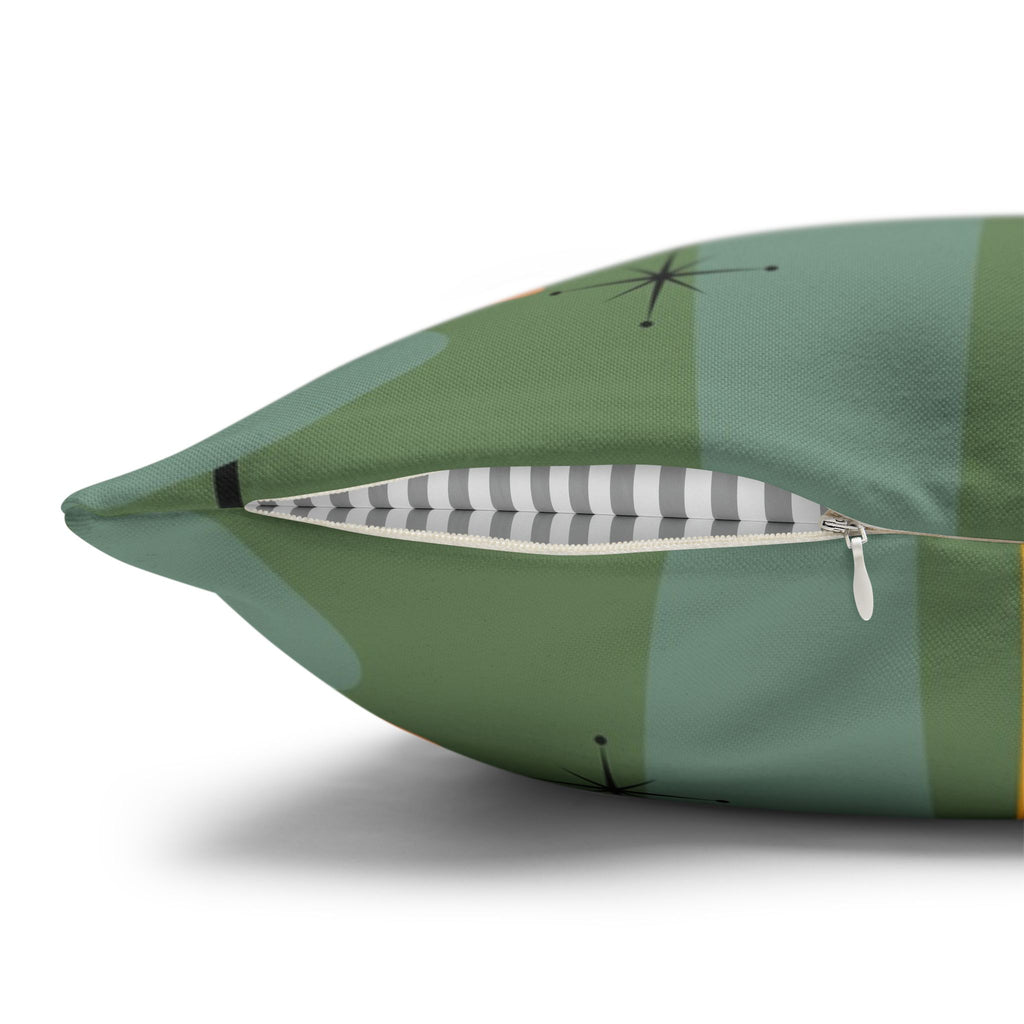 Mid-Century Living Room Dachshund Pillowcase | Square Pillowcase - COVER ONLY