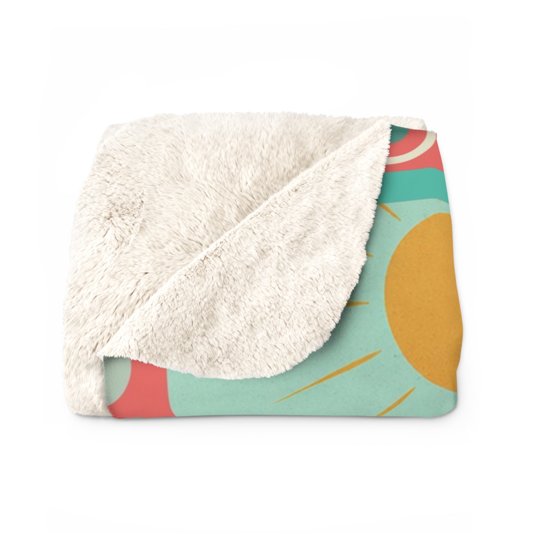 Retro Flamingo sun bathing Sherpa Blanket | Mid Century Tropical Throw