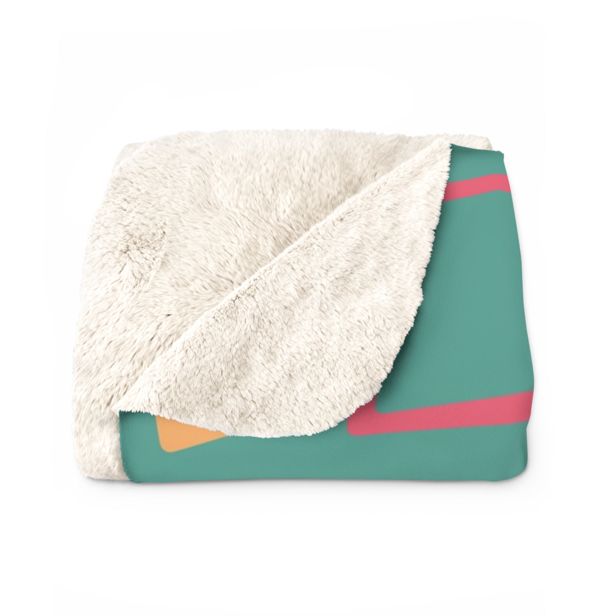 Retro Flamingo Family Bike Ride Sherpa Fleece Blanket | Vintage Tropical