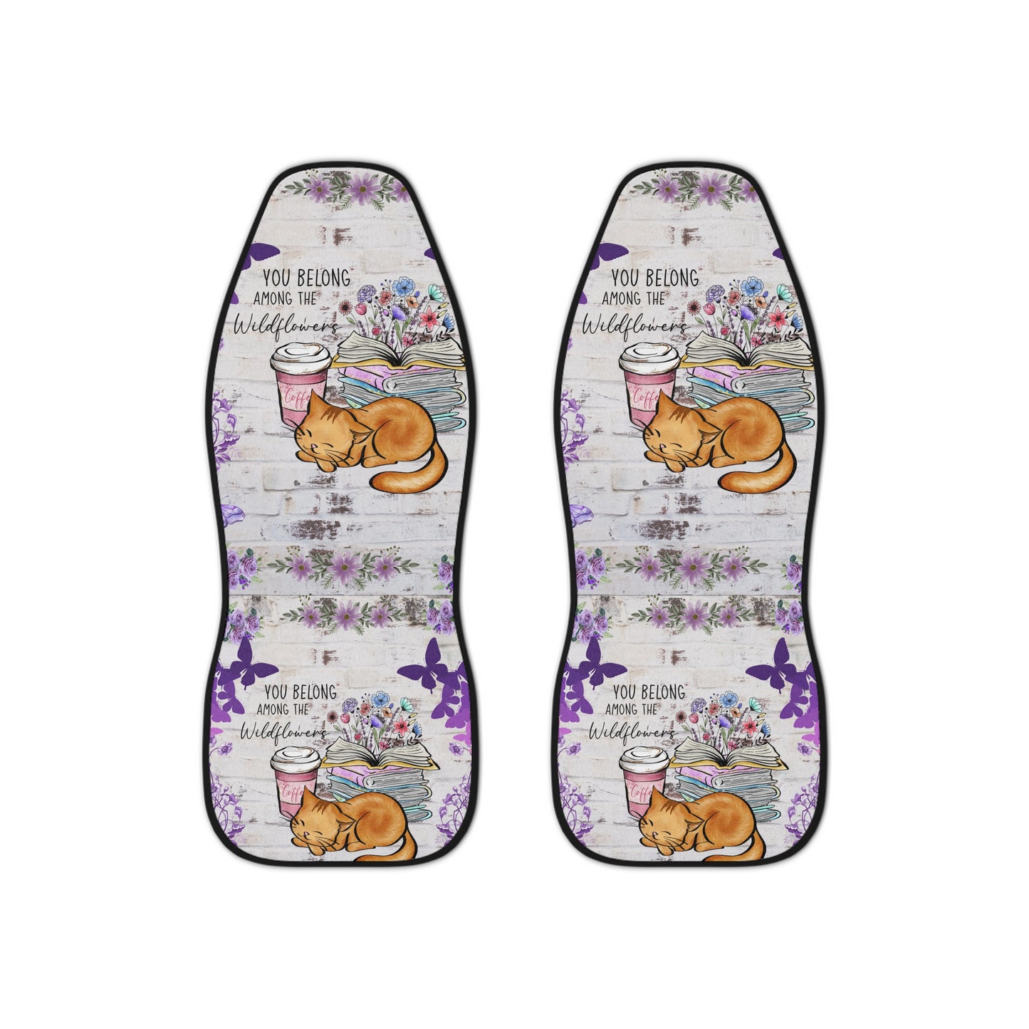 Wildflower Dreams: Car Seat Covers featuring Cats, Books, and 'You Belong Among the Wildflowers