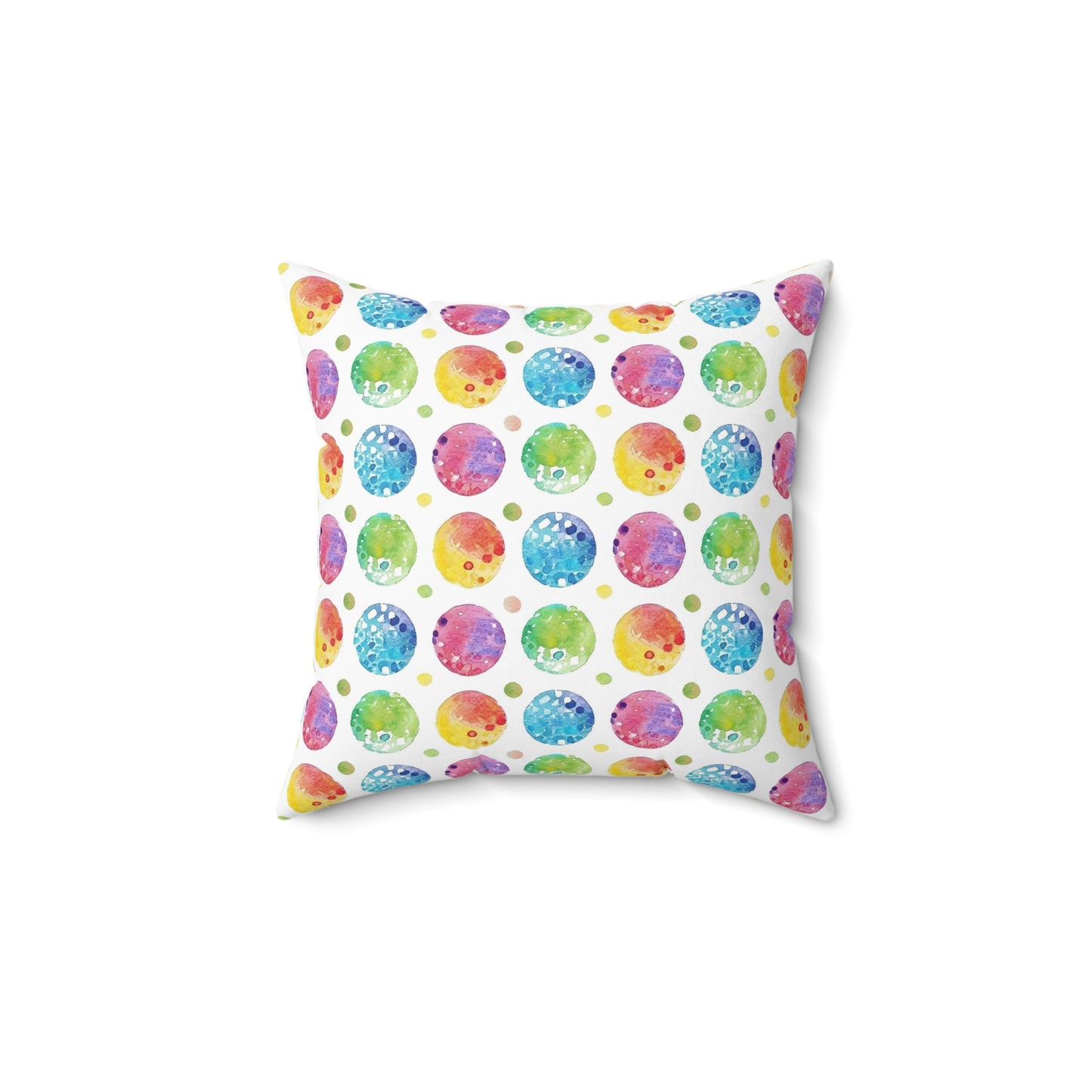 Colorful dots watercolor shabby chic style Square Pillow, couch, chair, living room bedroom scatter throw cushion