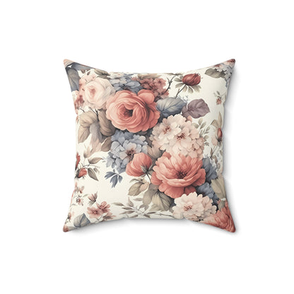 Vintage roses shabby chic Square Pillow, French vintage inspired, Farmhouse decor, country cottage, scatter throw cushion