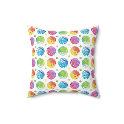 Colorful dots watercolor shabby chic style Square Pillow, couch, chair, living room bedroom scatter throw cushion