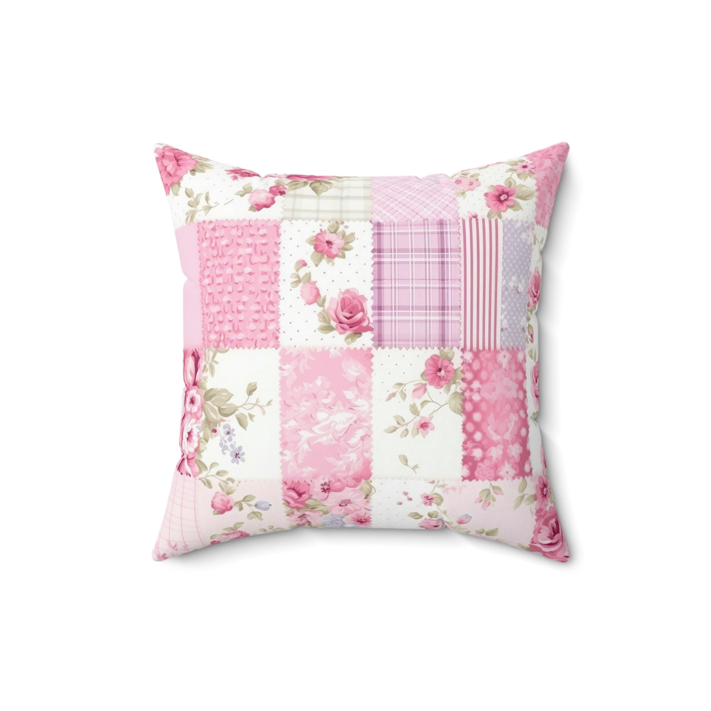 Patchwork printed look only Shabby chic Spun Polyester Square Pillow, vintage inspired, floral, scatter cushion, throw pillow