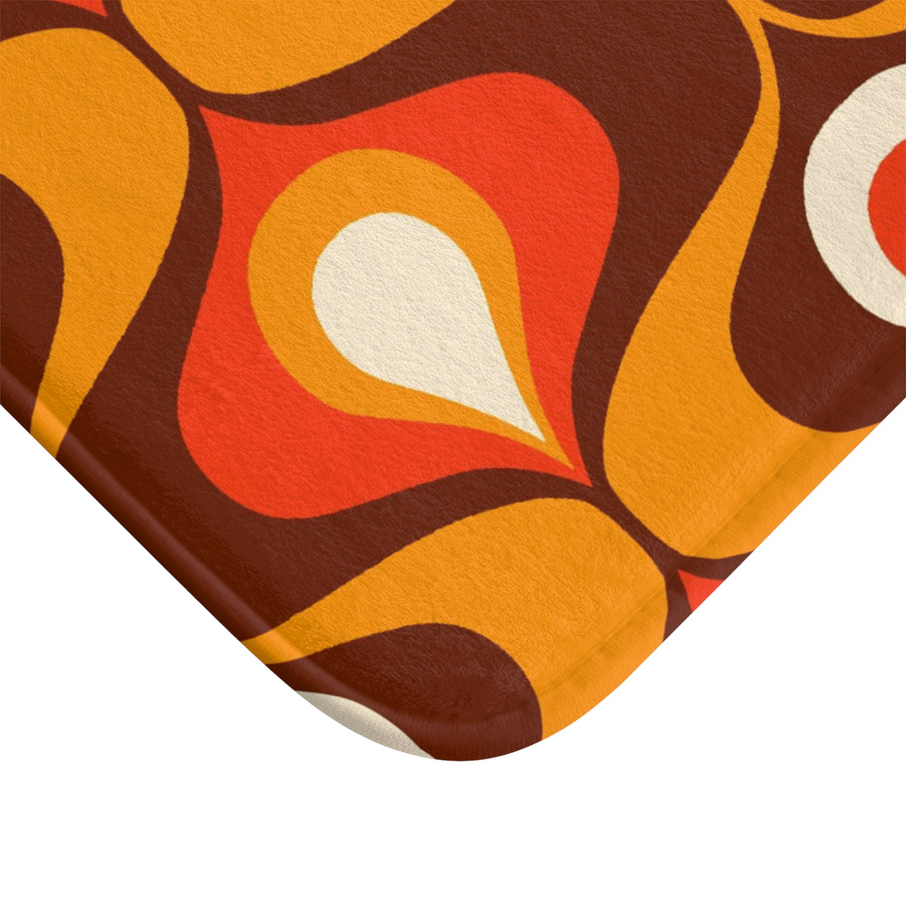 Retro Orange and brown 60s 70s inspired Bath Mat, retro bathroom decor
