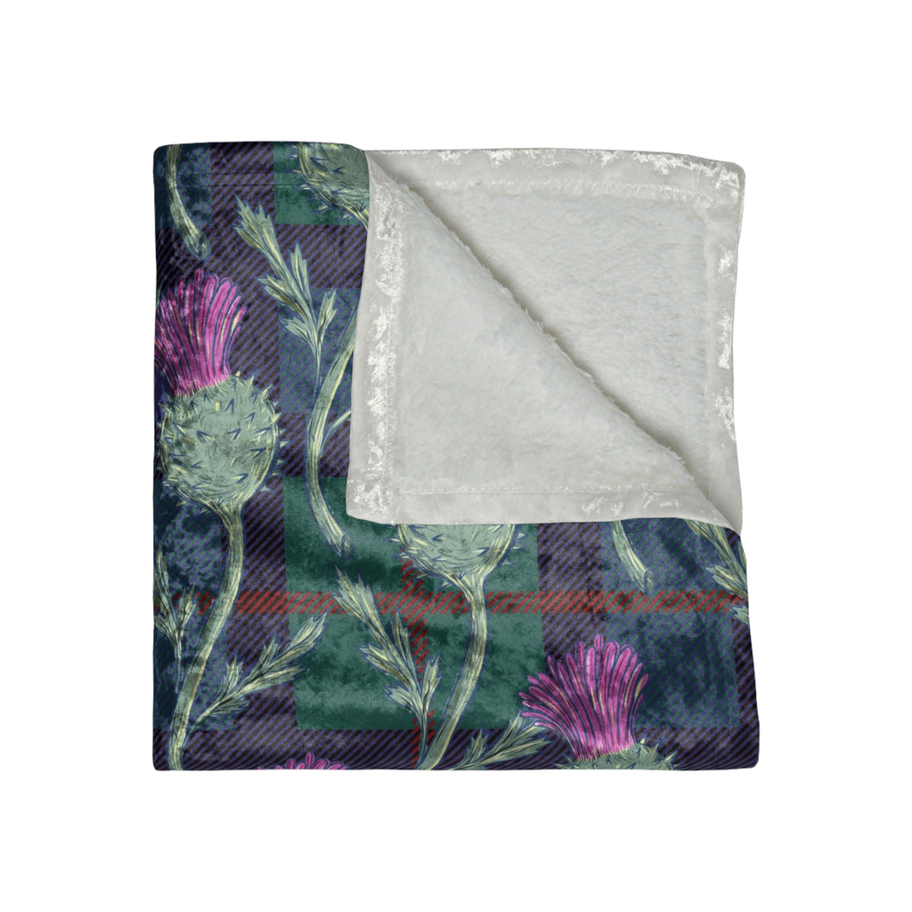 Crushed Velvet Blanket — Plush Thistle Plaid Throw for Cozy Living, Gifts & Home Décor