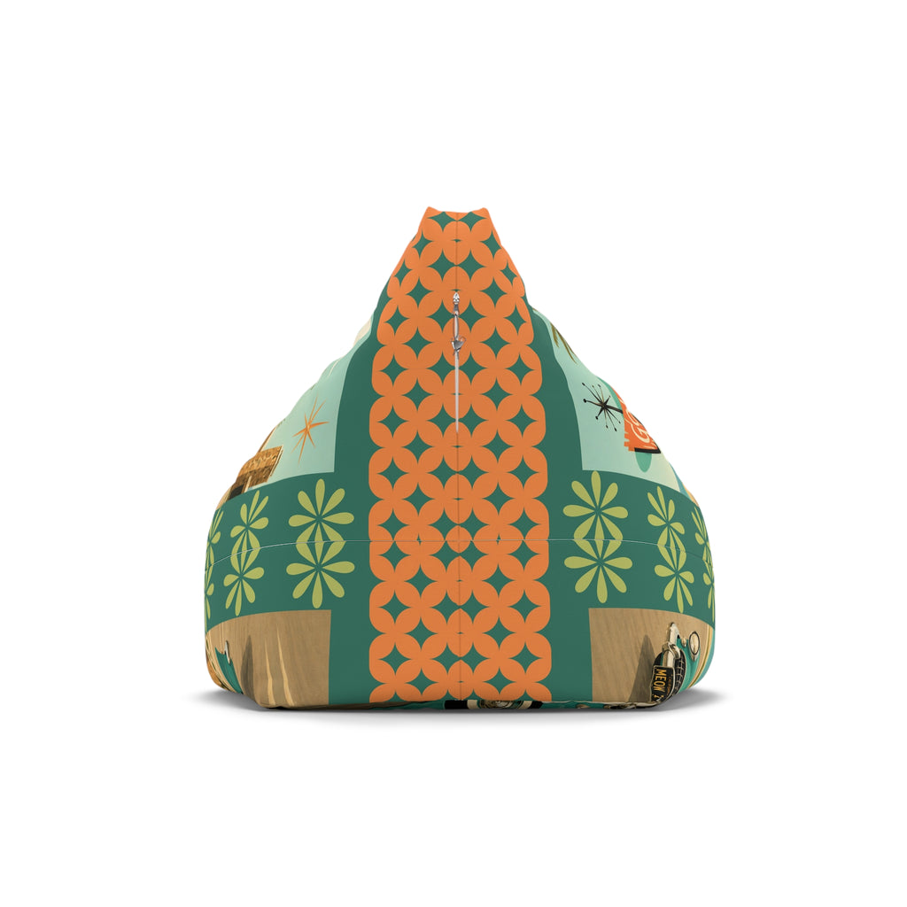 Retro Atomic Cat Road trip Bean Bag Chair Cover | Vintage Tropical Car Pattern