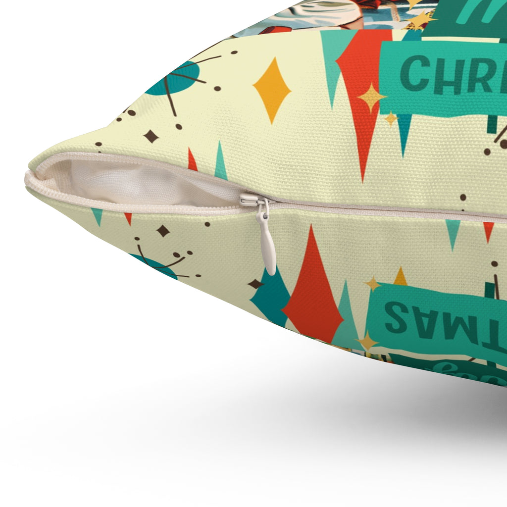Merry Christmas pillow, Retro Vintage 50s Franciscan Diamond Starburst Kitsch Christmas Card Art Pillow, Retro Vintage 50s scatter cushion