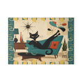 Mid Century Lounge Atomic Cat Glass Cutting Board | Retro Atomic Home Kitchen Decor