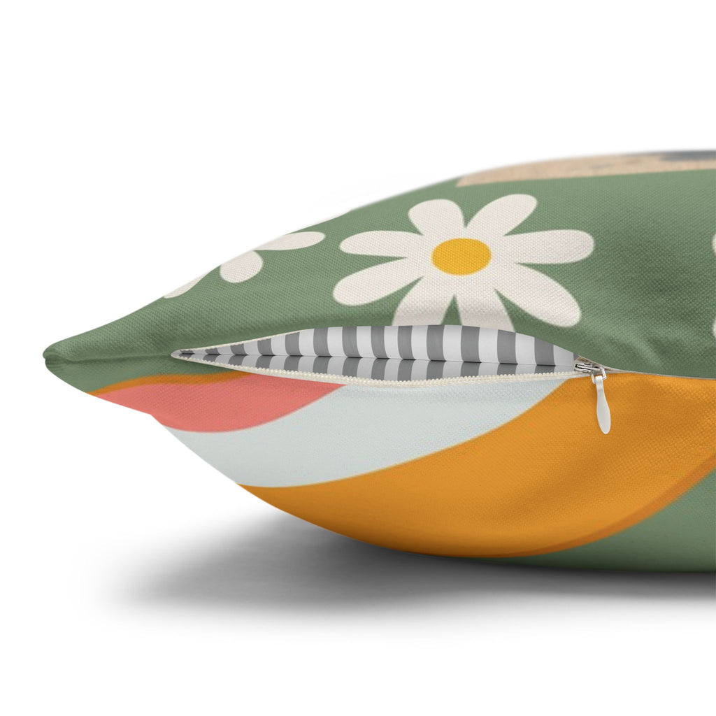 Feelin' Groovy retro Dachshund Pillowcase | 60s 70s pattern Square Decorative Pillow