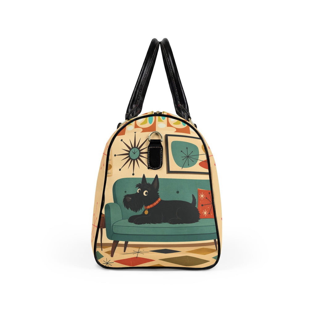 Retro Living Room Scotty Dog Faux Leather Travel Bag | Mid Century Modern