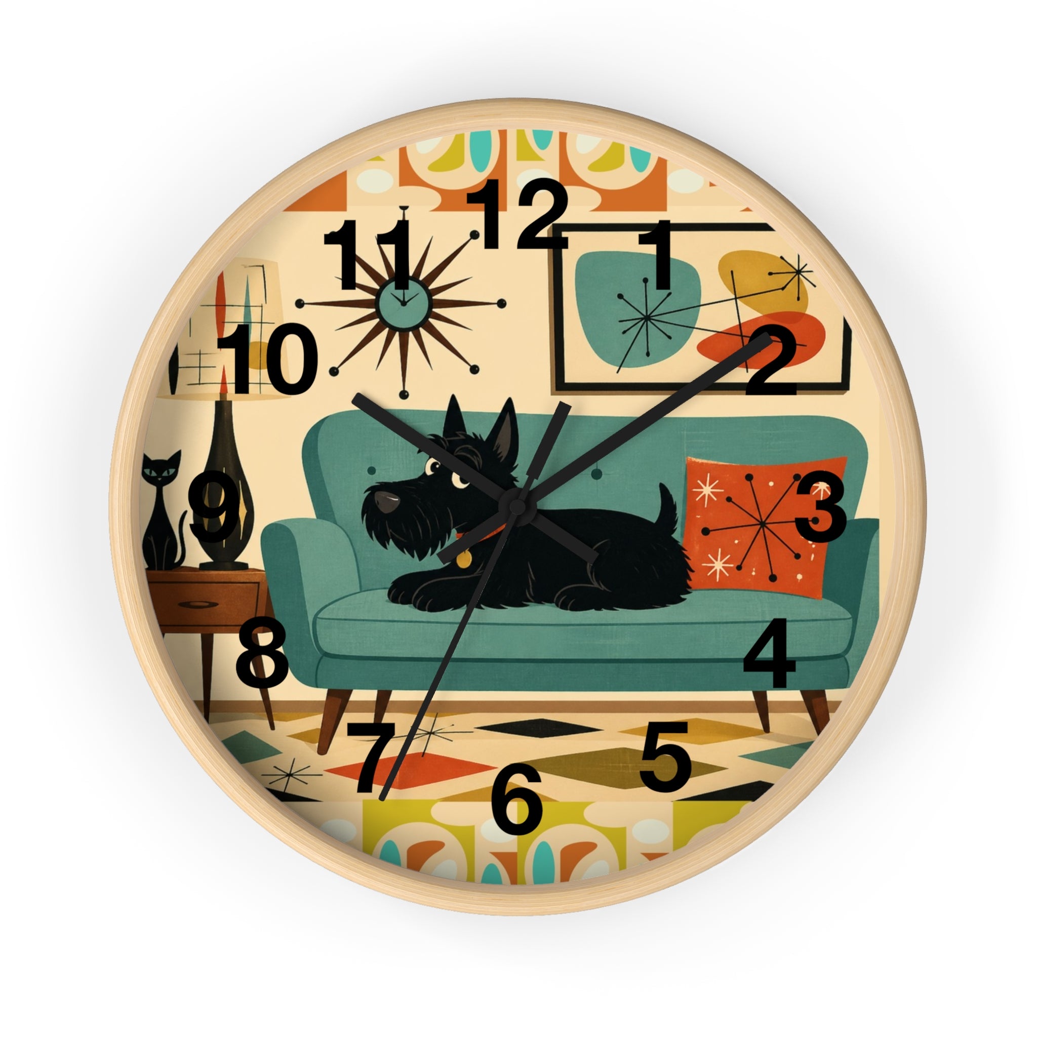 Retro Scotty Dog Sofa Wall Clock | Mid Century Modern Home Decor