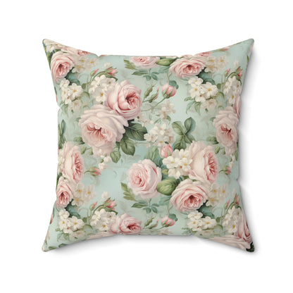 Shabby chic style blush pink roses pillow, floral country cottage, living bedroom flower decor