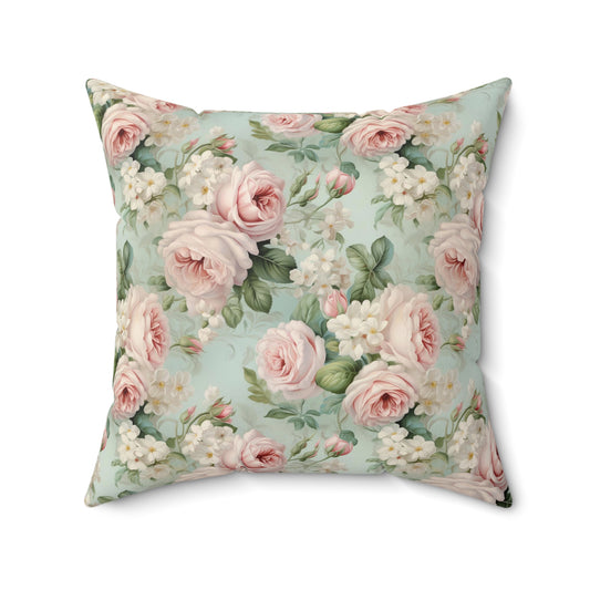 Shabby chic style blush pink roses pillow, floral country cottage, living bedroom flower decor