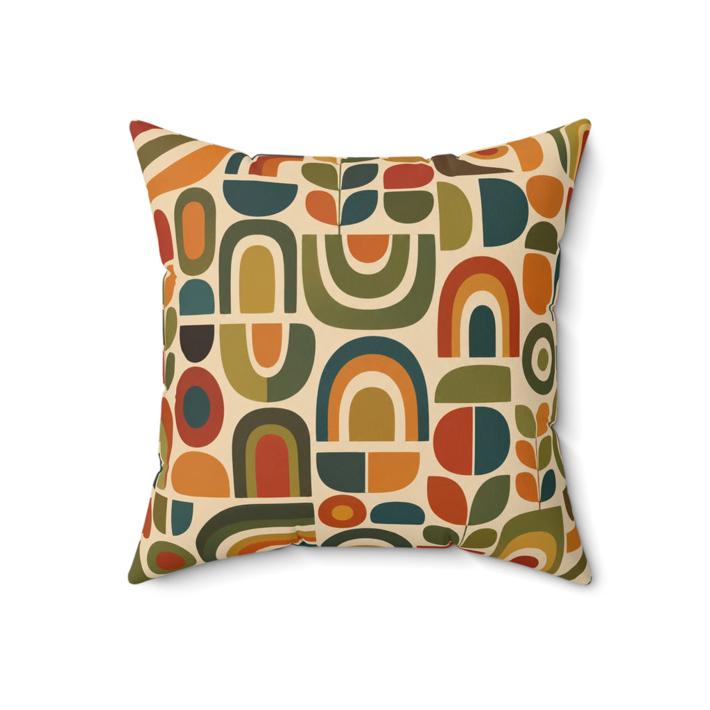 Retro Geometric Abstract Pattern Pillow | Mid Century Modern Throw Pillow