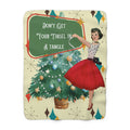Vintage Christmas Sherpa Blanket — "Don’t Get Your Tinsel in a Tangle" Retro Holiday Throw