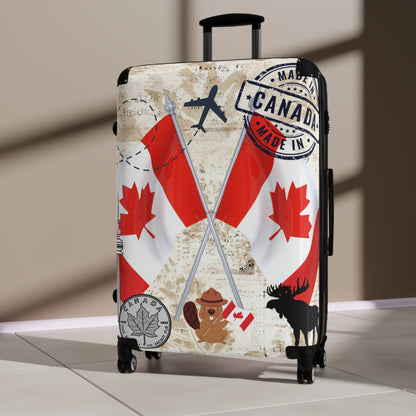 Made in Canada Suitcase on wheels, travel luggage for holidays, weekend, carry on bag, secure lockable luggage