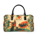 Mid Century Atomic Cat Scene Faux Leather Travel Bag | Retro Atomic Kitsch
