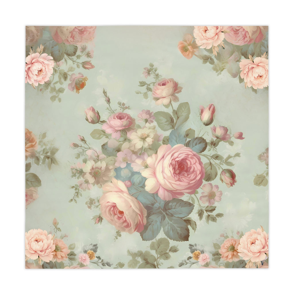 Bold pink roses vintage inspired shabby chic dining room tablecloth