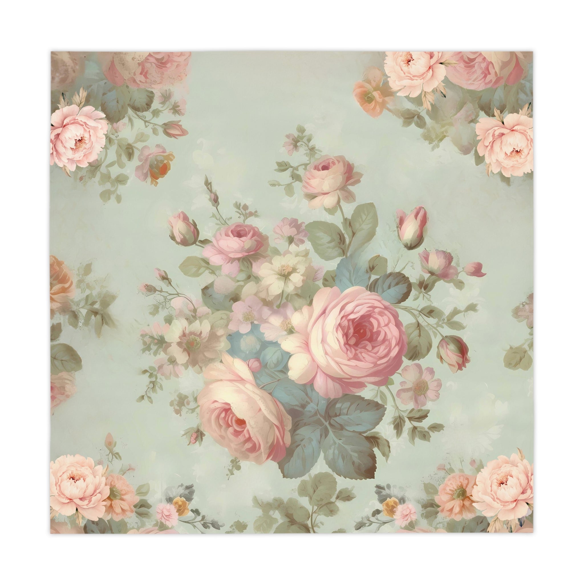 Bold pink roses vintage inspired shabby chic dining room tablecloth