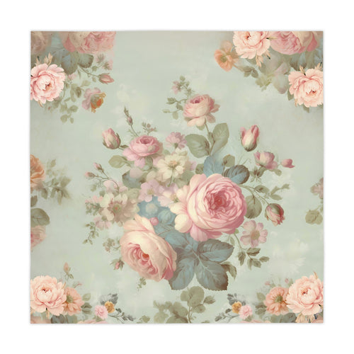 Bold pink roses vintage inspired shabby chic dining room tablecloth