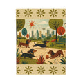 MCM Dachshund Park Scene Velveteen Plush Blanket | Retro City Park Dogs