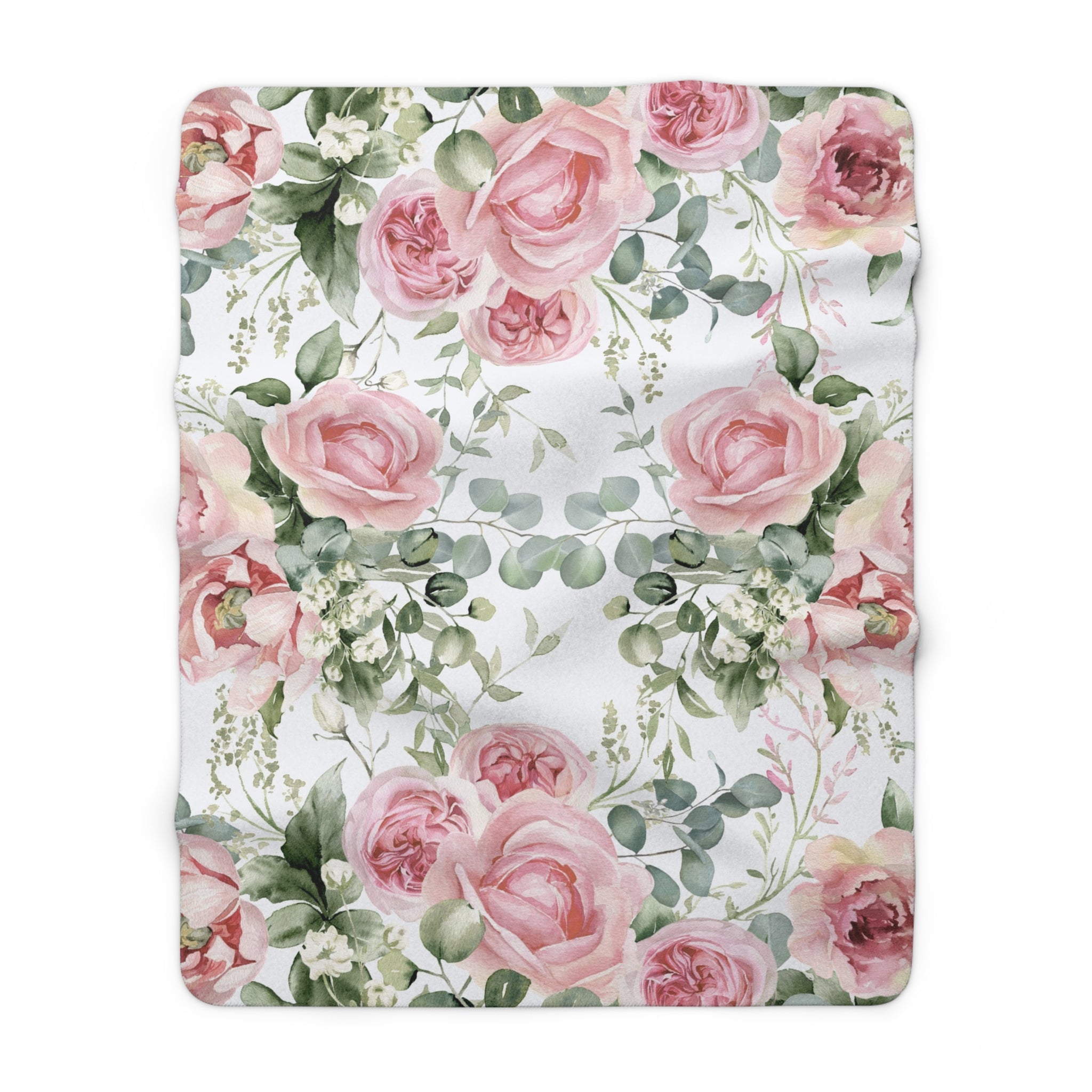 Pink Peony rose Shabby chic Sherpa Fleece Blanket, floral cozy warm soft throw blanket, farmhouse cottage decor