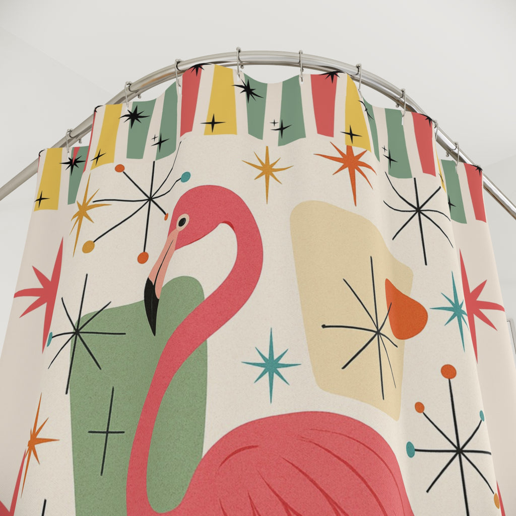 MCM Flamingo Shower Curtain | Retro Bathroom Decor, Summer Vibe, Fun Gift for Bird Lovers, Tropical Home Accent, Unique Bathtub [...]