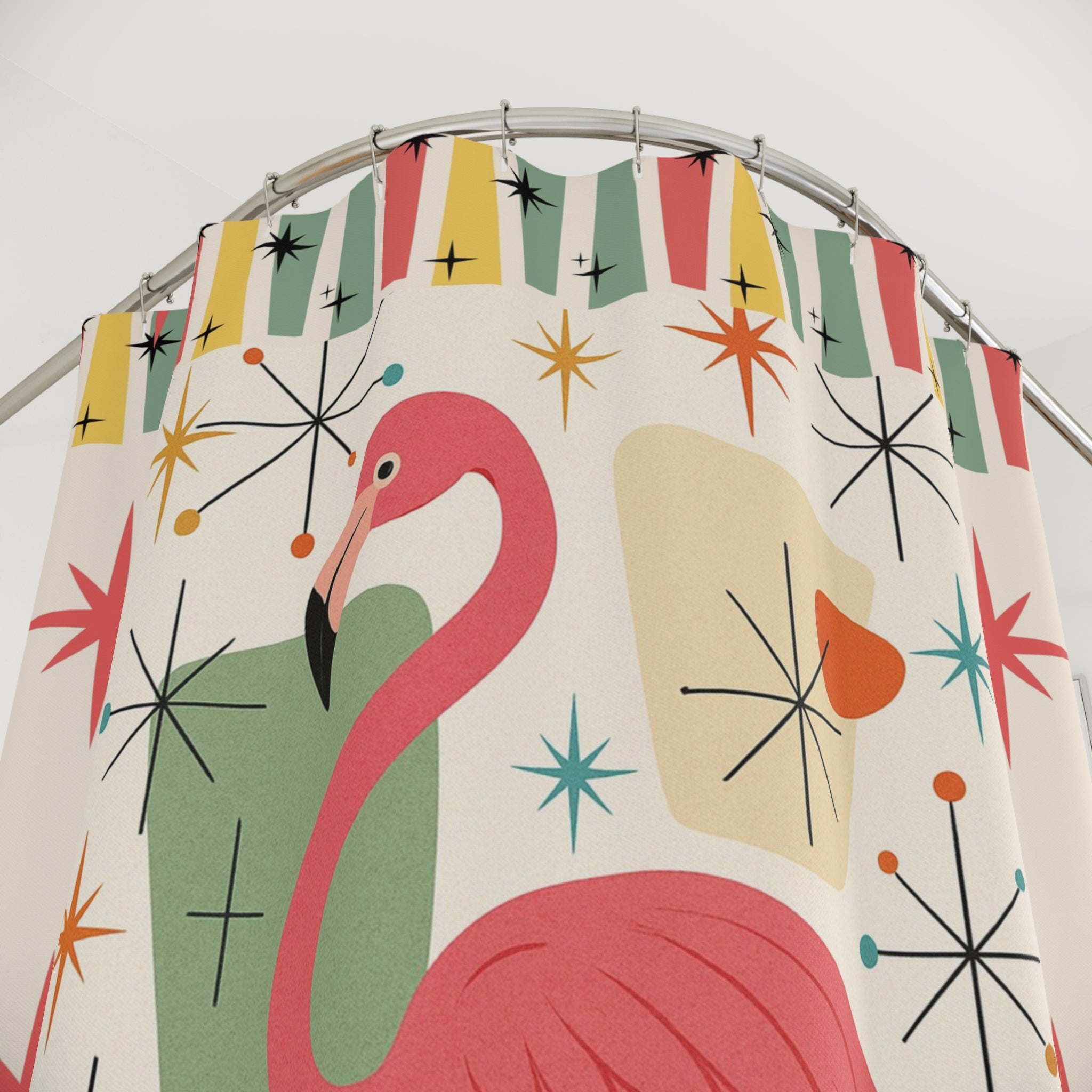 MCM Flamingo Shower Curtain | Retro Bathroom Decor, Summer Vibe, Fun Gift for Bird Lovers, Tropical Home Accent, Unique Bathtub [...]