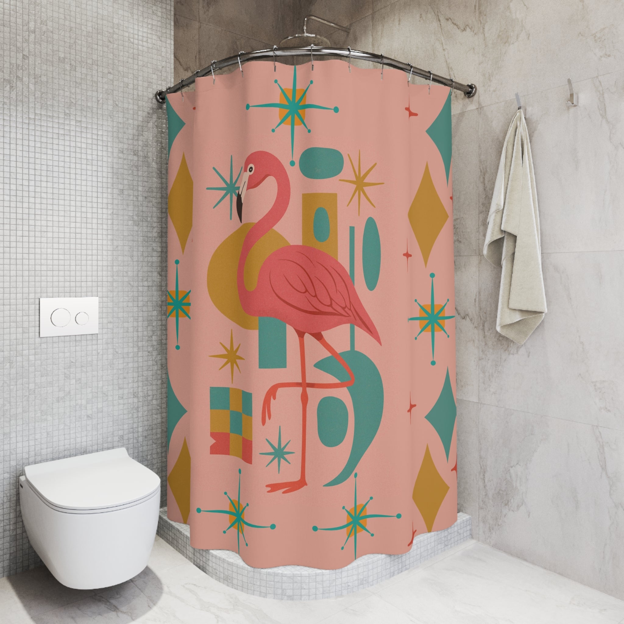 Tropical Flamingo Shower Curtain - Colorful Bathroom Décor, Bohemian Home Accessory, Summer Vibes, Gift for Flamingo Lovers, [...]