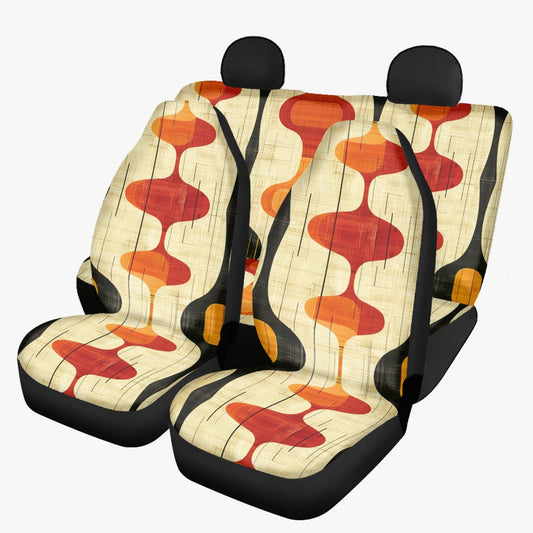 Mid Century Modern orange and black Microfiber Car Seat Covers - 3Pcs, rear seat cover, MCM seat covers, retro inspired