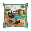 Retro Poolside Scottie Dog Stay Cool Outdoor Pillow | Mid Century Modern