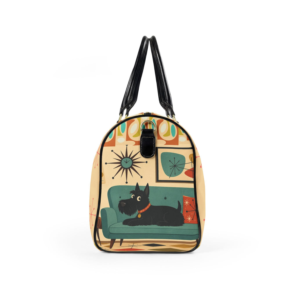 Retro Living Room Scotty Dog Faux Leather Travel Bag | Mid Century Modern
