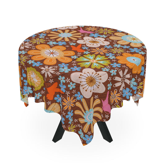 Blooming Nostalgia: A Retro Floral Delight - Tablecloth