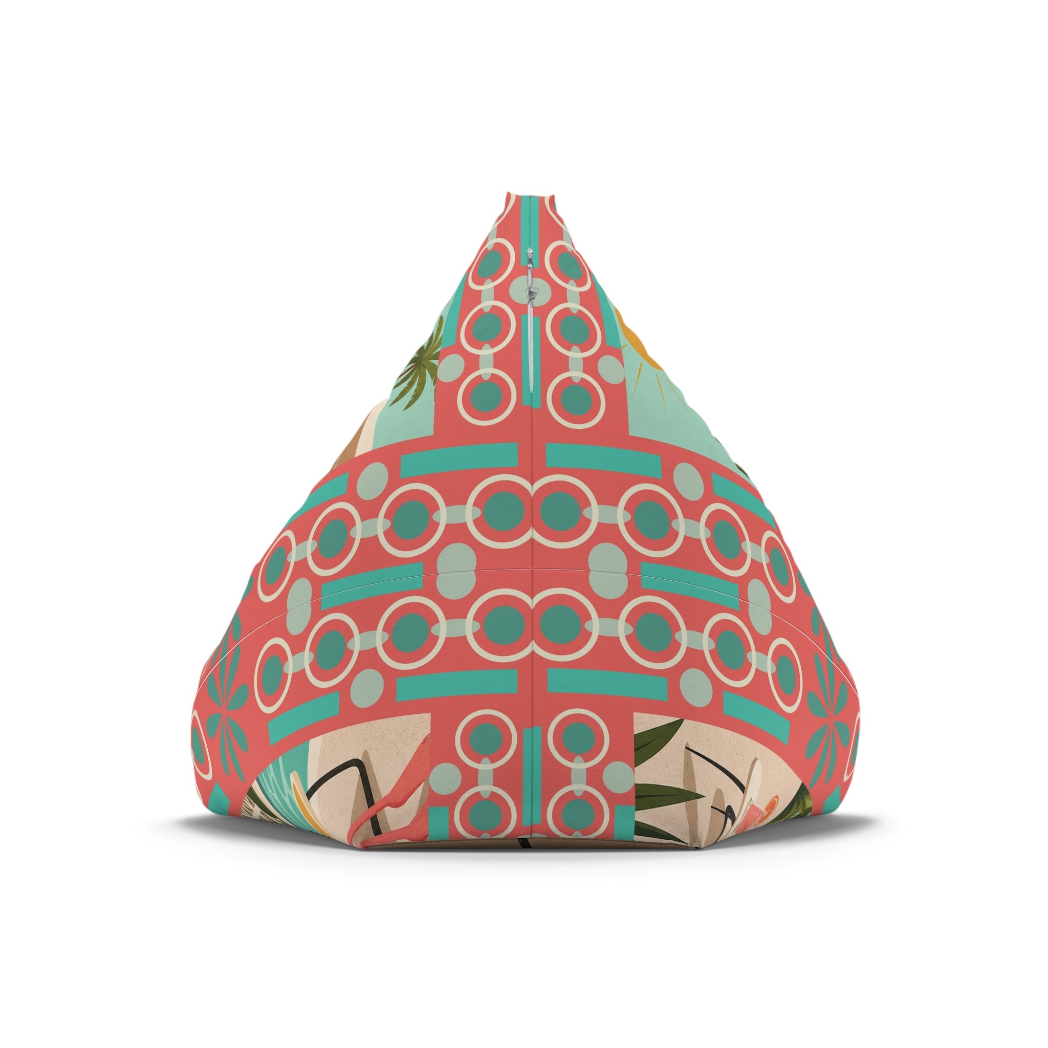 Tropical Pink Flamingo MCM Bean Bag Chair Cover | Retro Geometric Beach Print