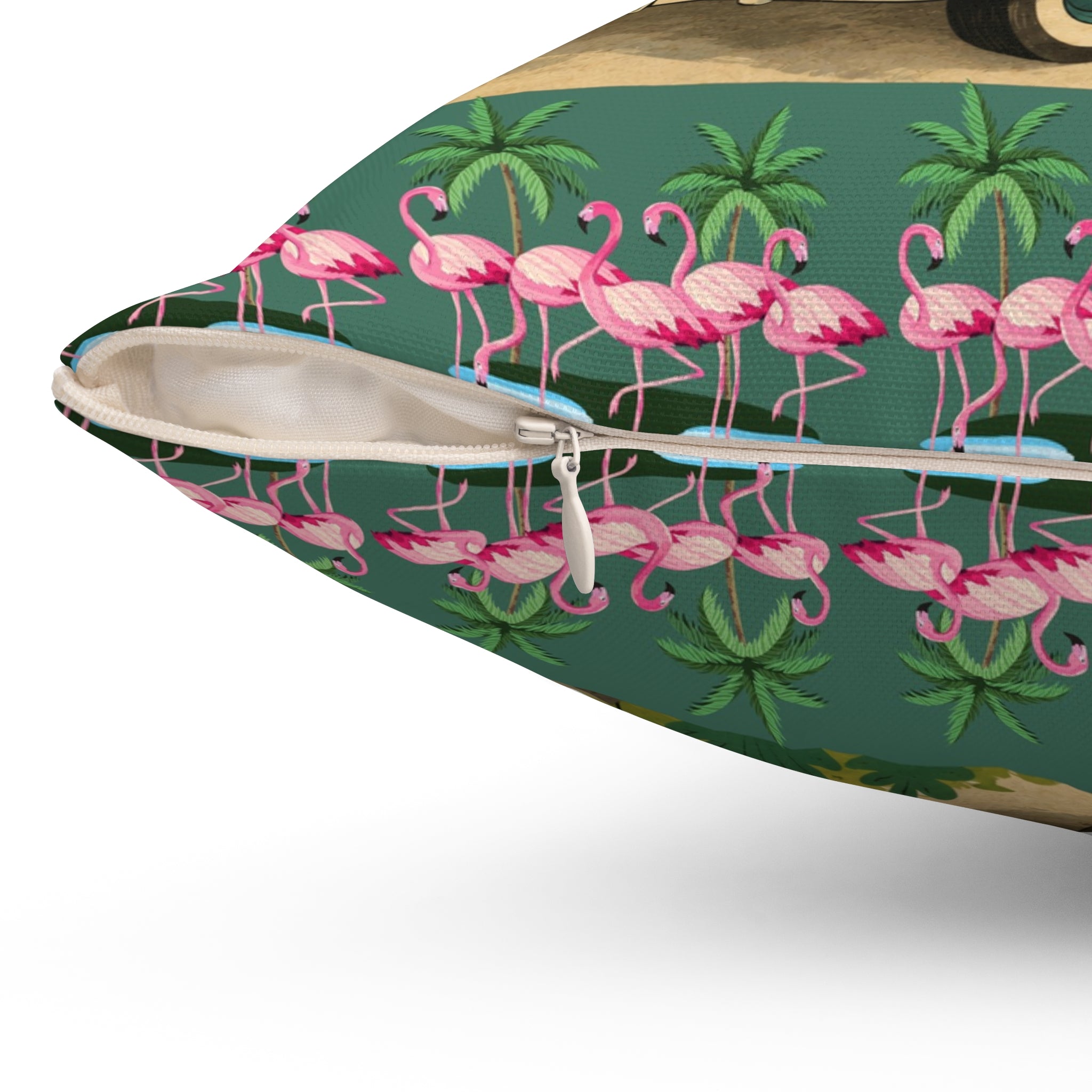 MCM Pink Flamingo Vintage Farm Truck Pillow | Retro Pickup with Farm Animals