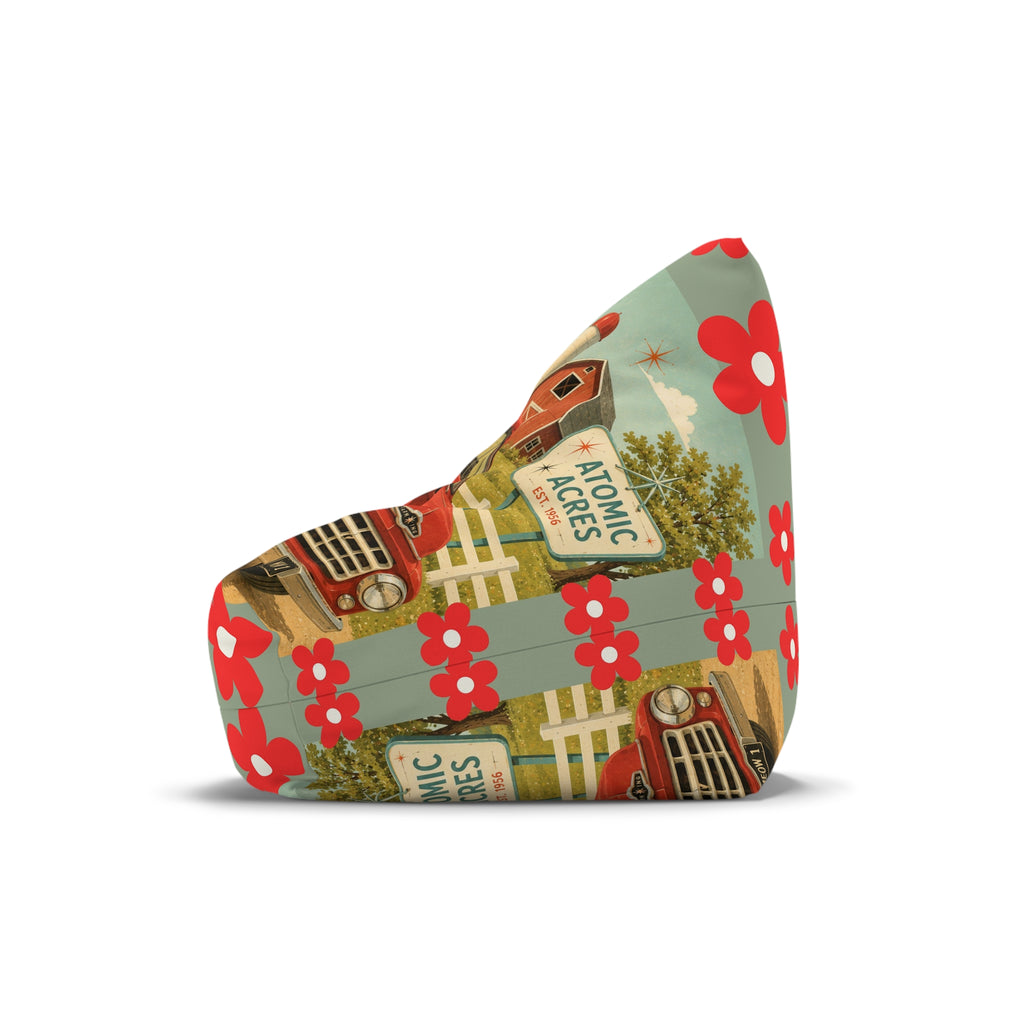 Atomic cat Retro Red Daisy Pattern Bean Bag Chair Cover | Floral Boho Decor