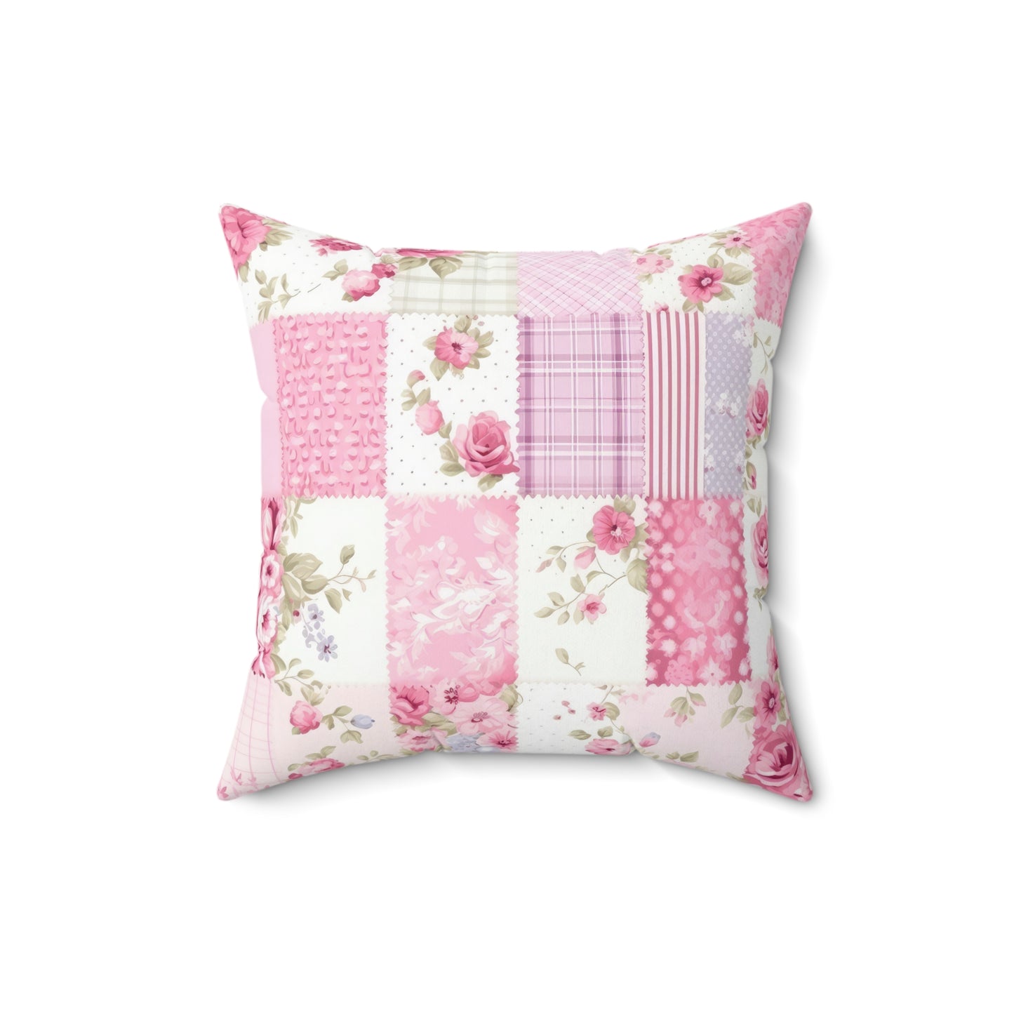 Patchwork printed look only Shabby chic Spun Polyester Square Pillow, vintage inspired, floral, scatter cushion, throw pillow