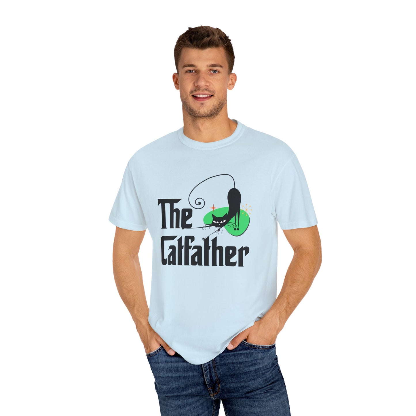 The Catfather Atomic cat retro Unisex T-shirt, comfort color shirt, Mid Century tee, dads day gift, fathers day, black cat lover gift