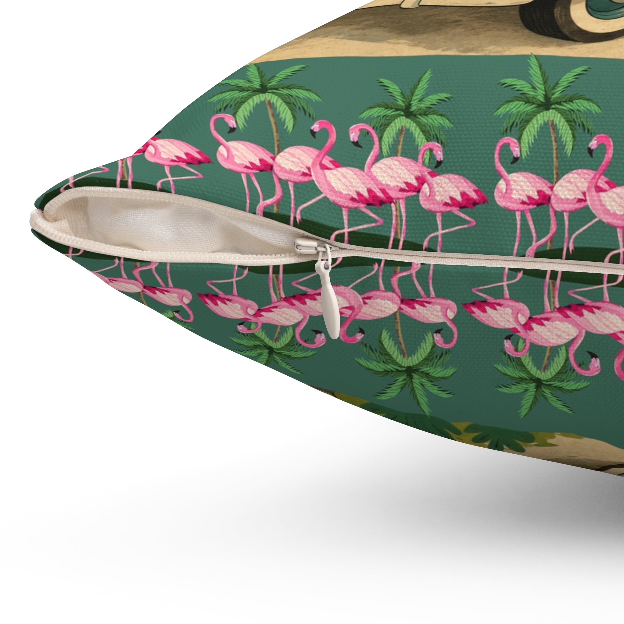 MCM Pink Flamingo Vintage Farm Truck Pillow | Retro Pickup with Farm Animals