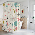 Mid Century Starburst Shower Curtain | Retro Atomic Pattern